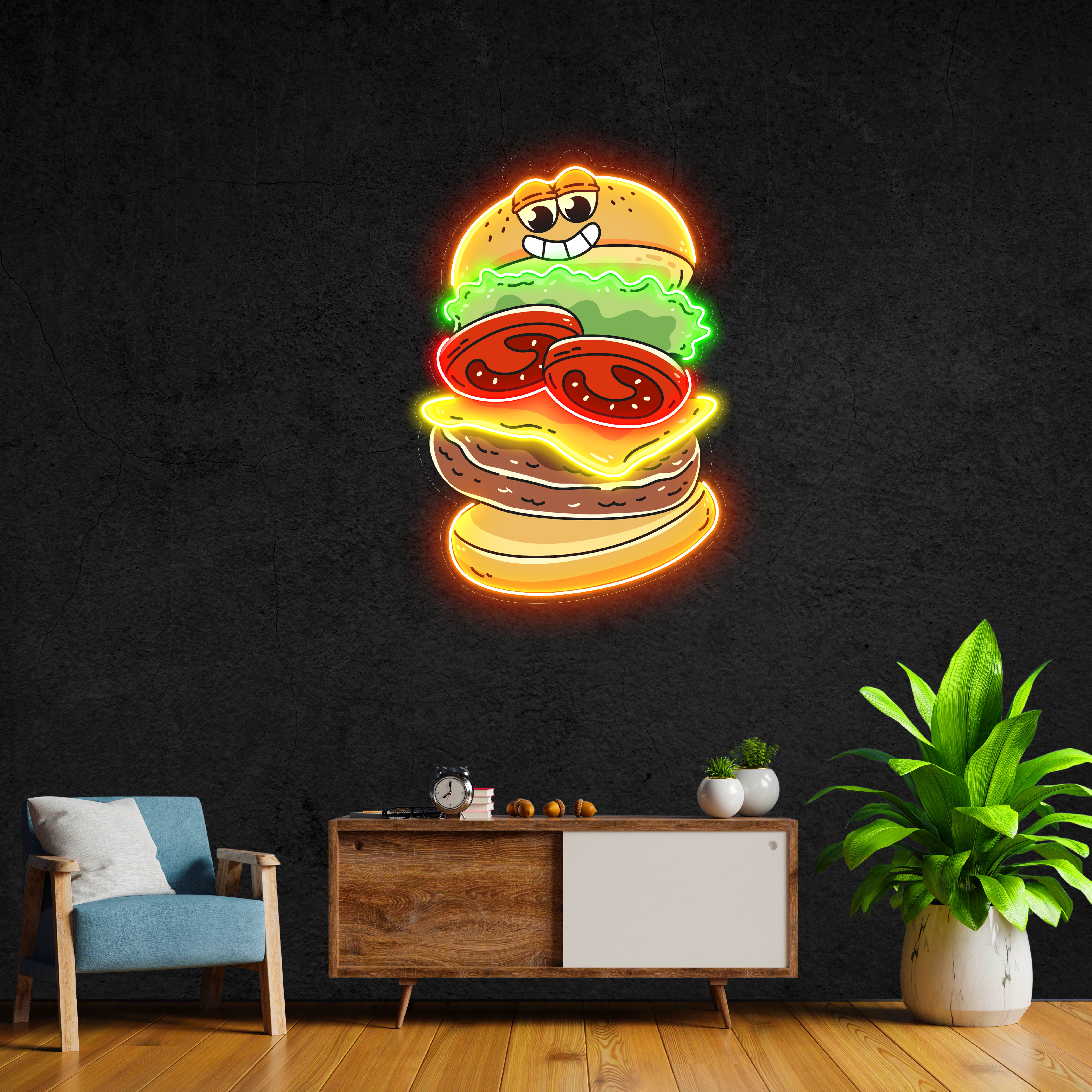 Burger LED Neon Pop Art
