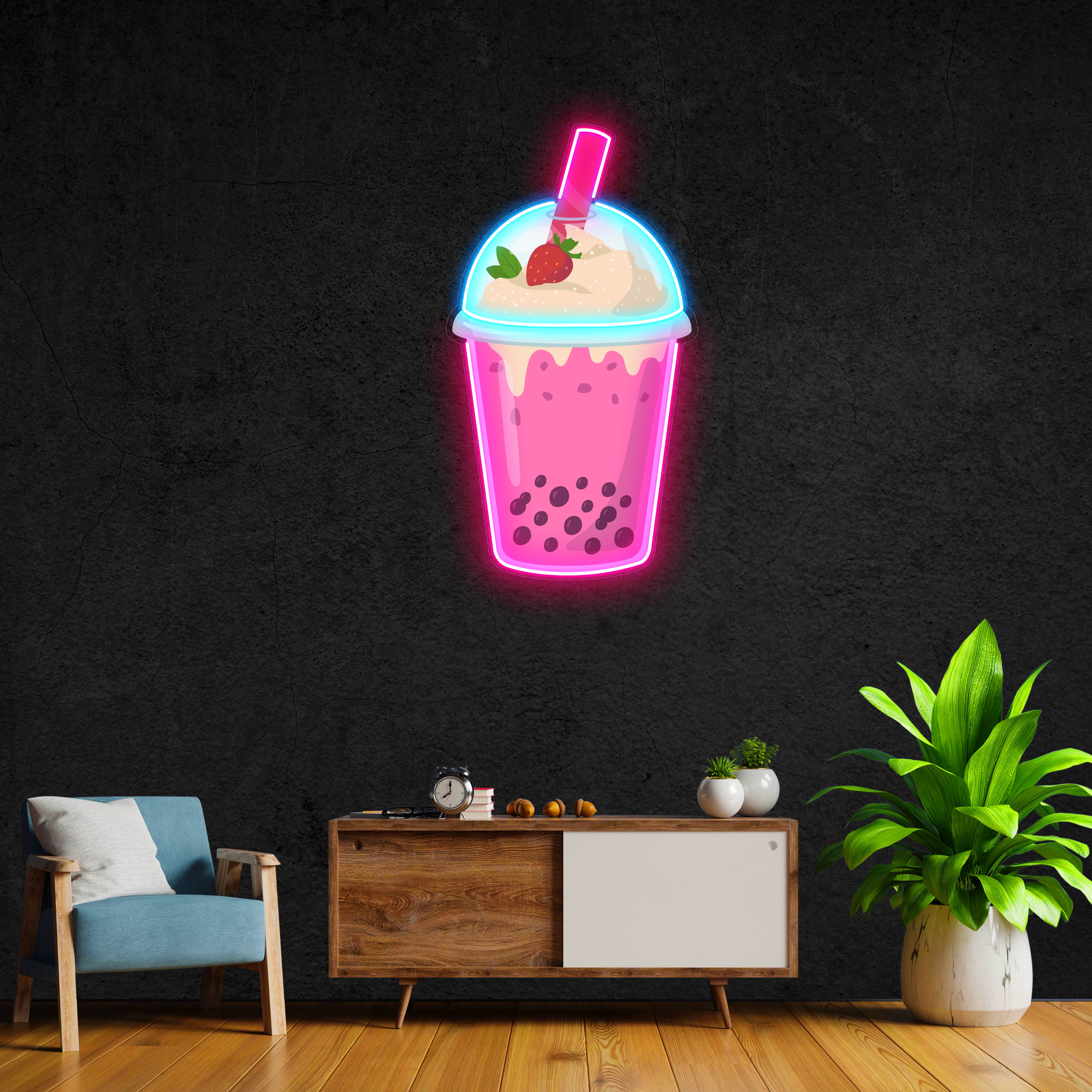 Bubble Tea LED Neon Pop Art