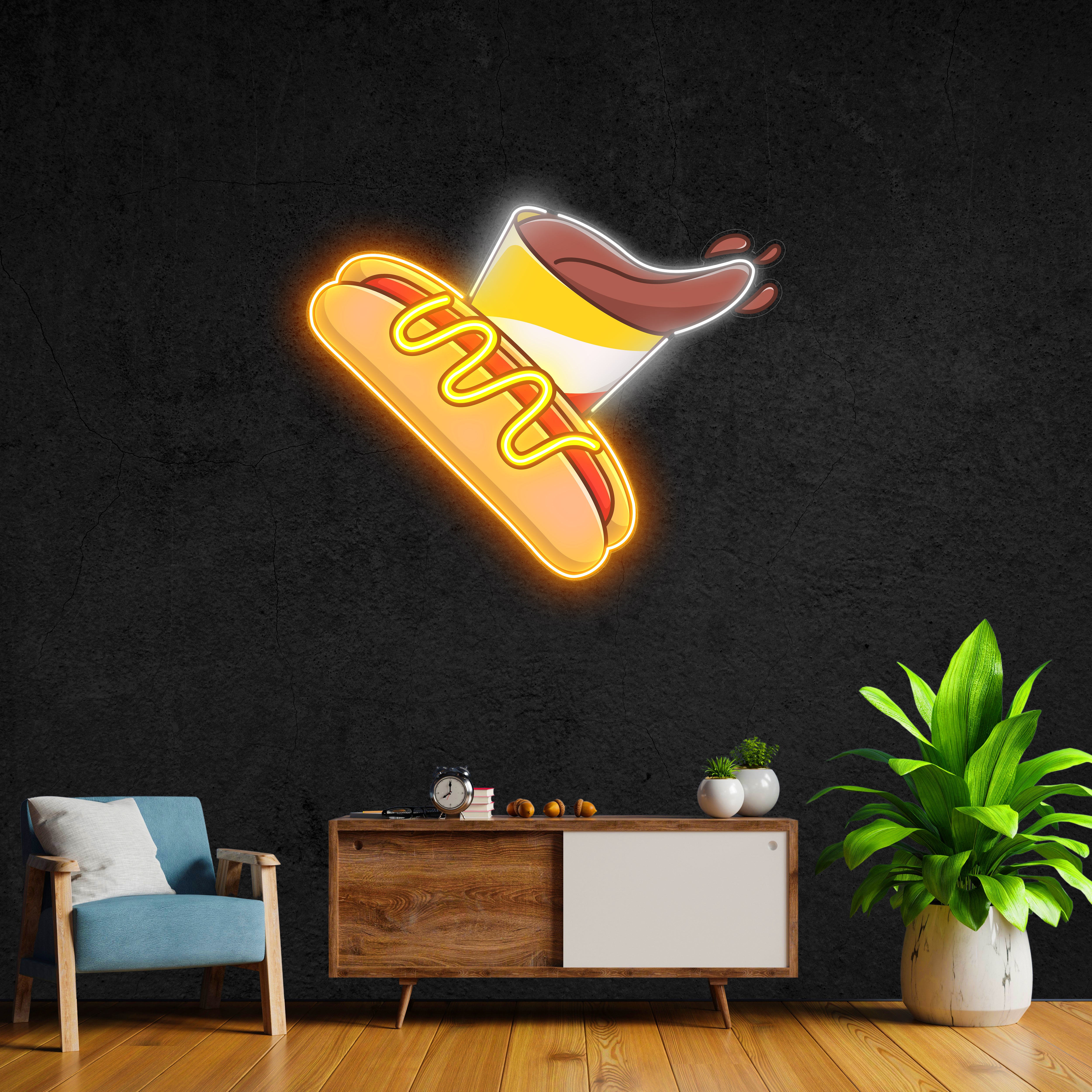 Hotdog Milkshake LED Neon Pop Art