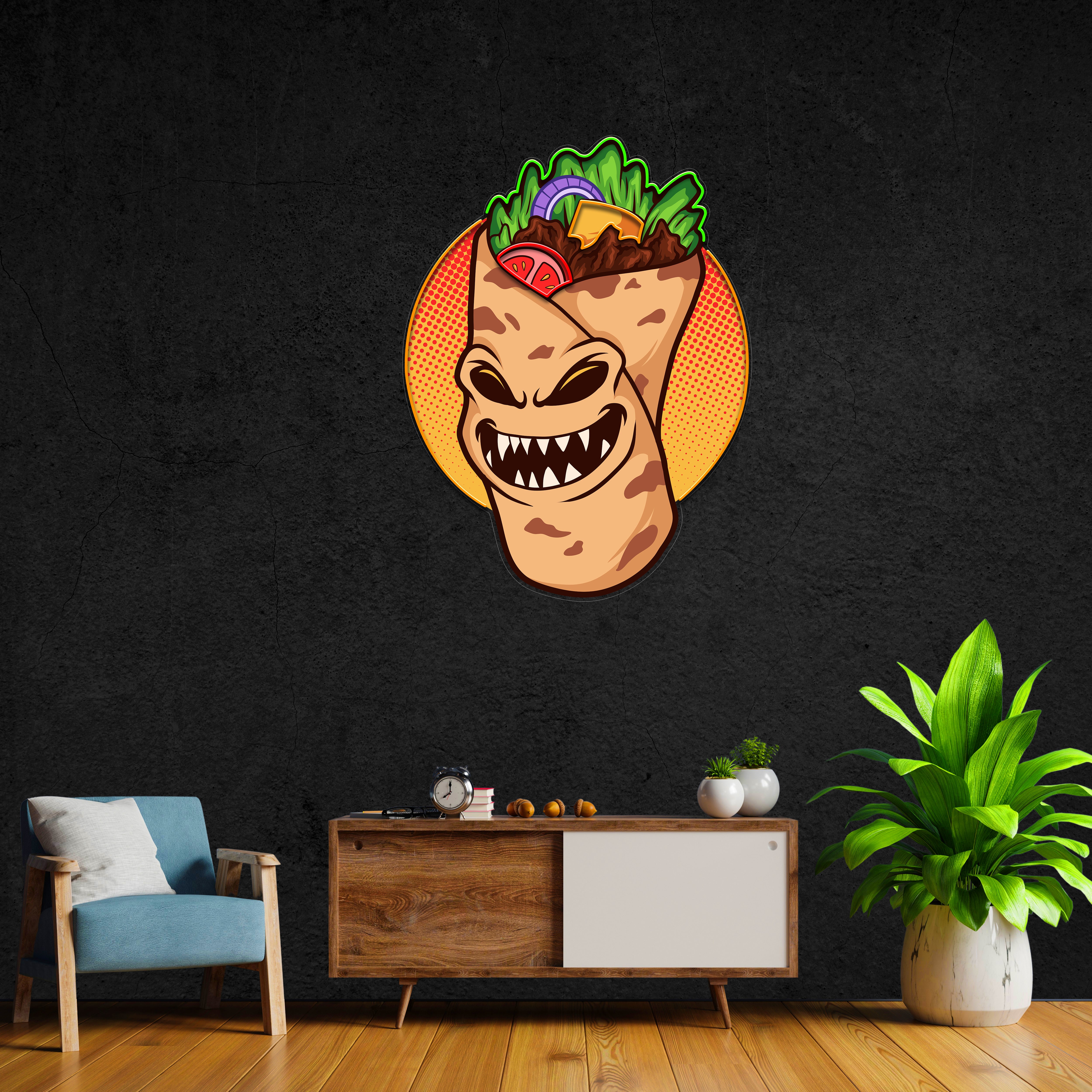 Angry Burrito LED Neon Pop Art