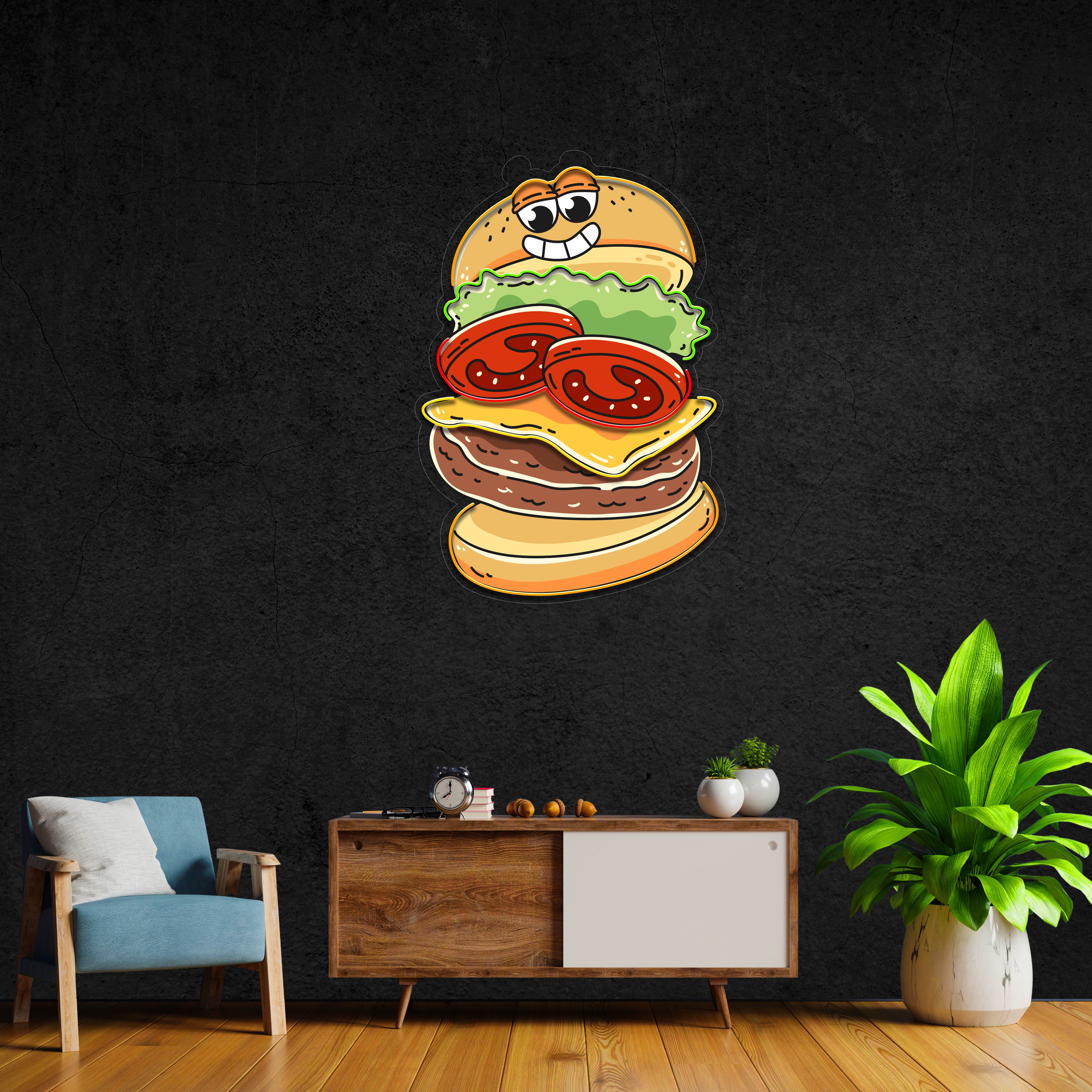 Burger LED Neon Pop Art