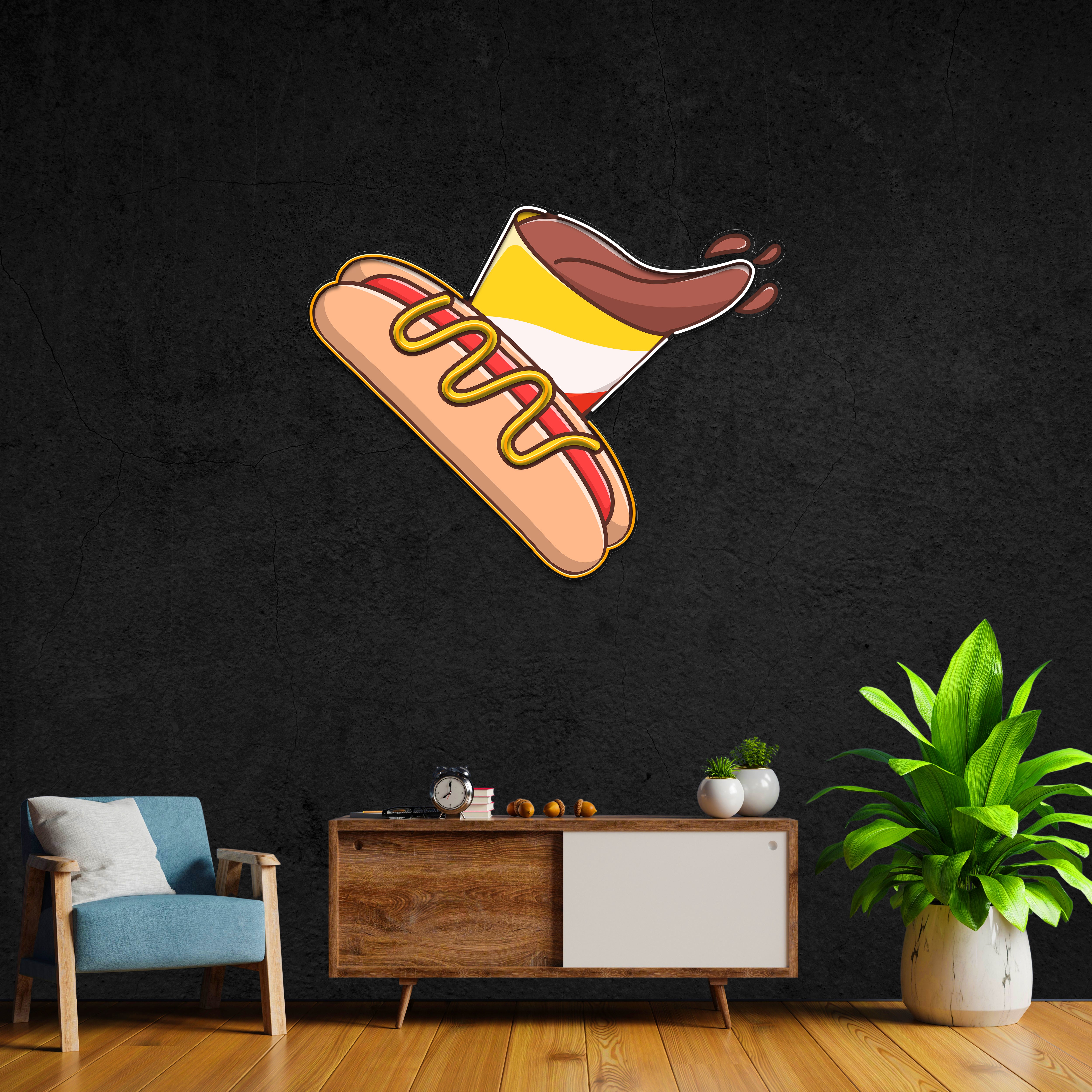 Hotdog Milkshake LED Neon Pop Art