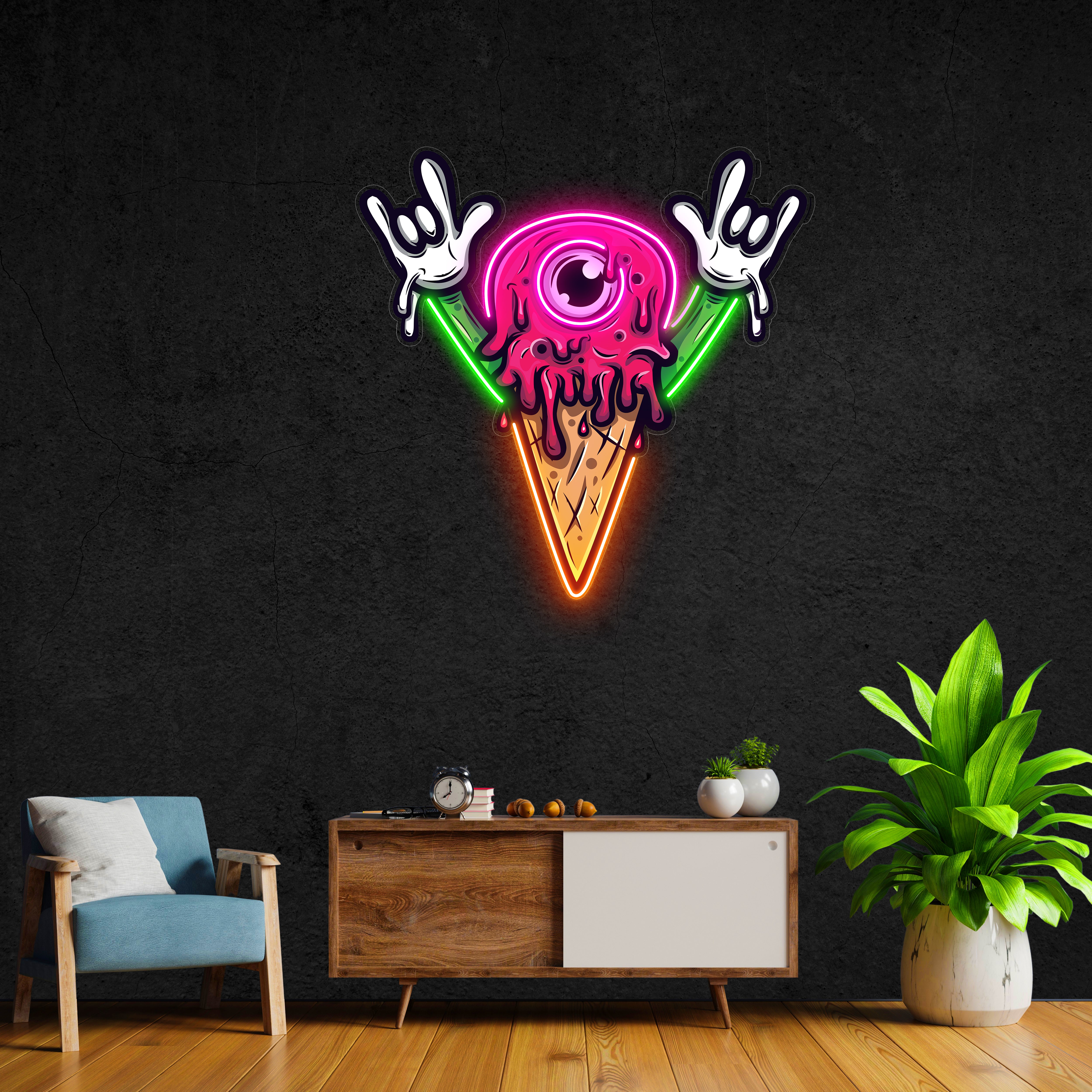 Rock On Ice Cream LED Neon Pop Art