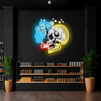 Smoking Skull LED Neon Pop Art