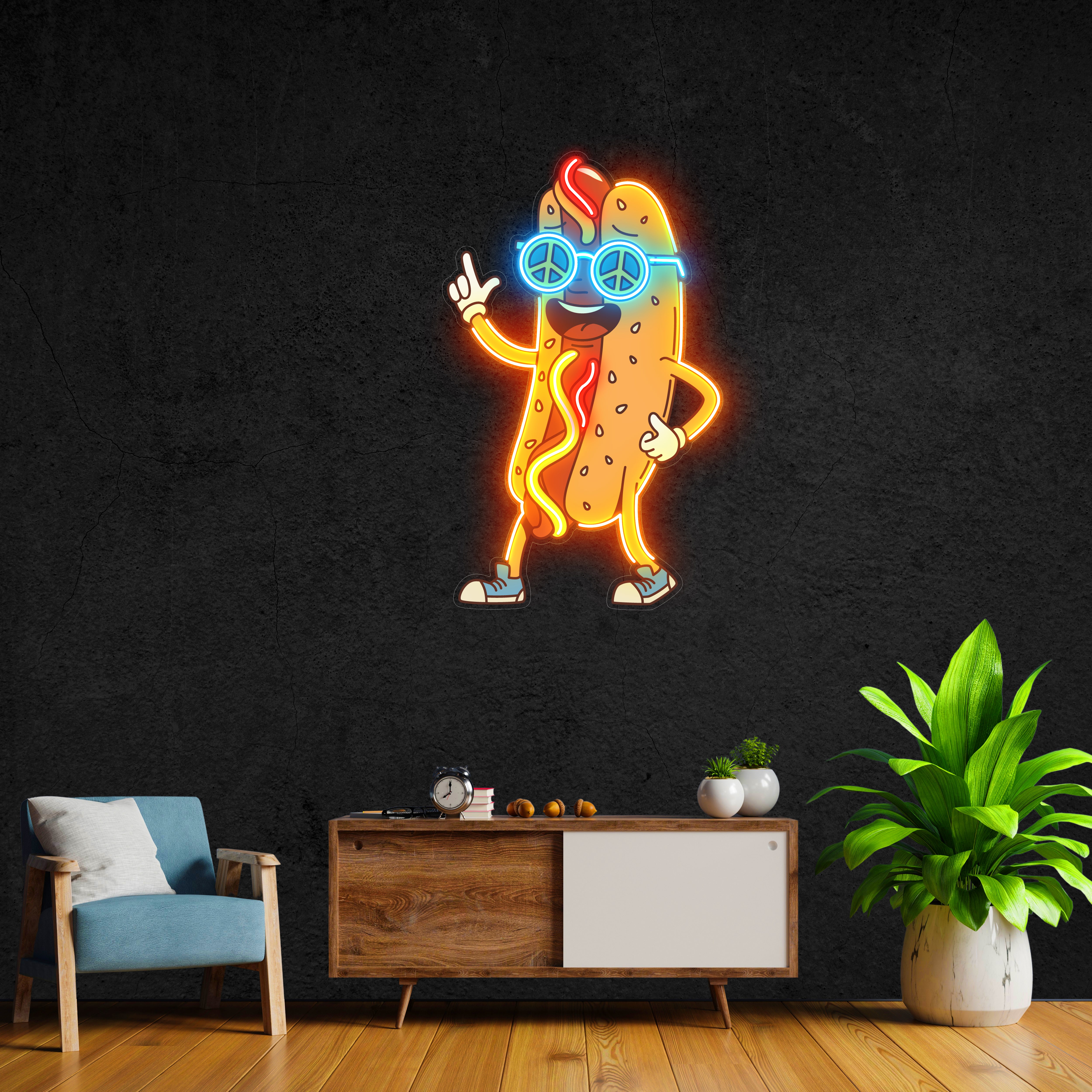 Groovin Hotdog LED Neon Pop Art