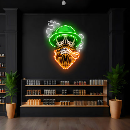 Cigar Skull LED Neon Pop Art