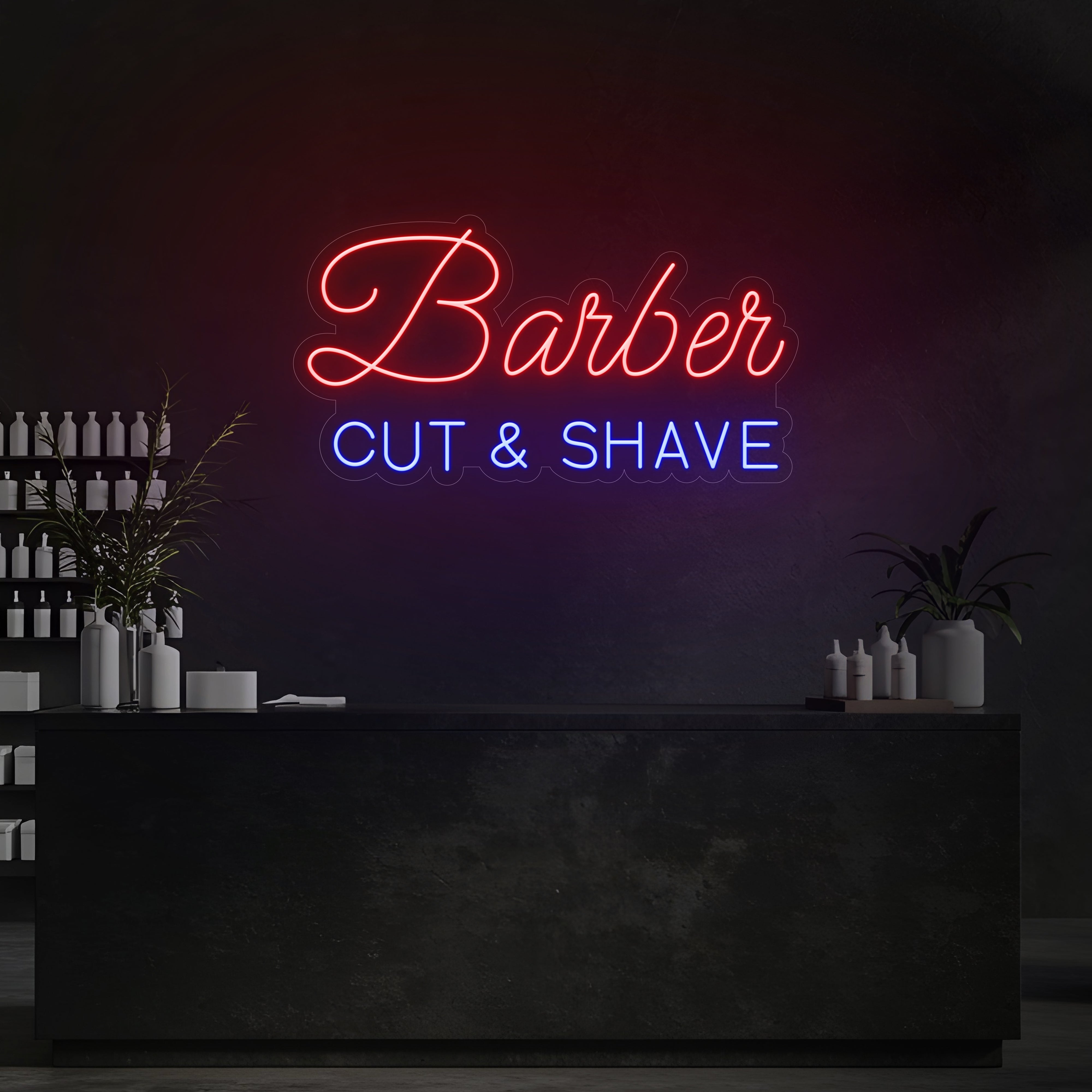 Barber Cut & Shave LED Neon Sign