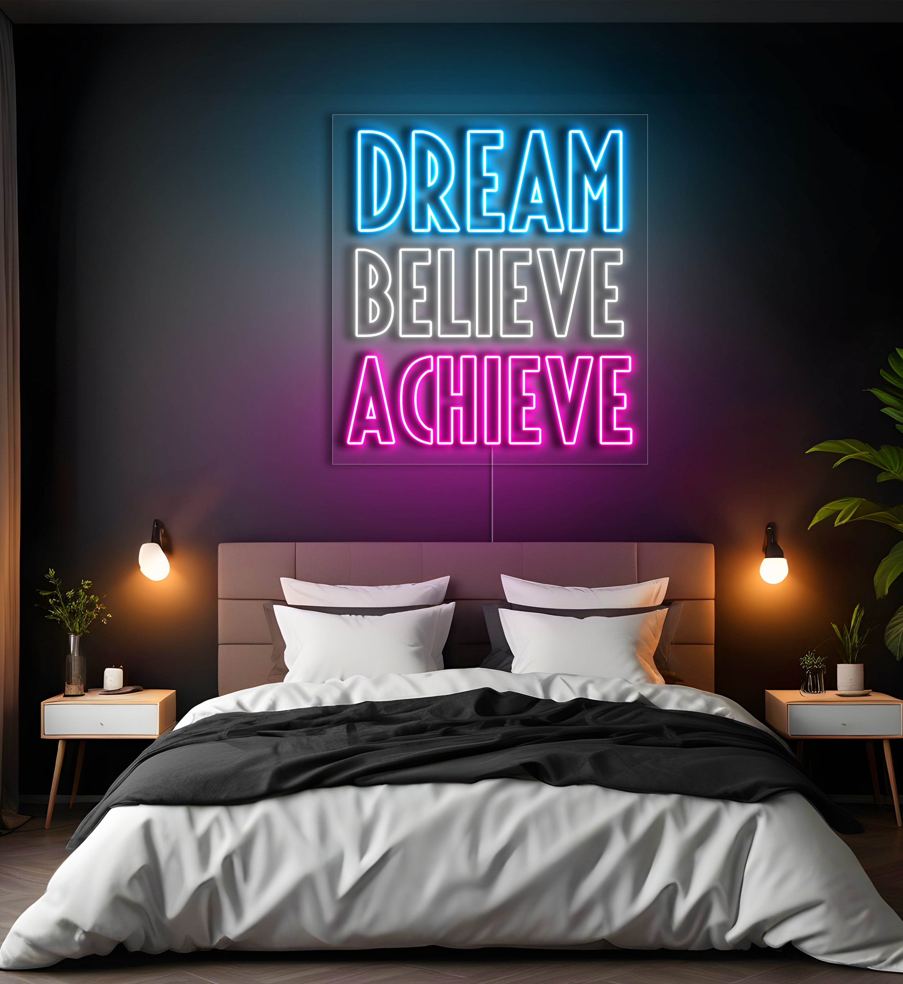 Dream Believe Achieve LED Neon Sign
