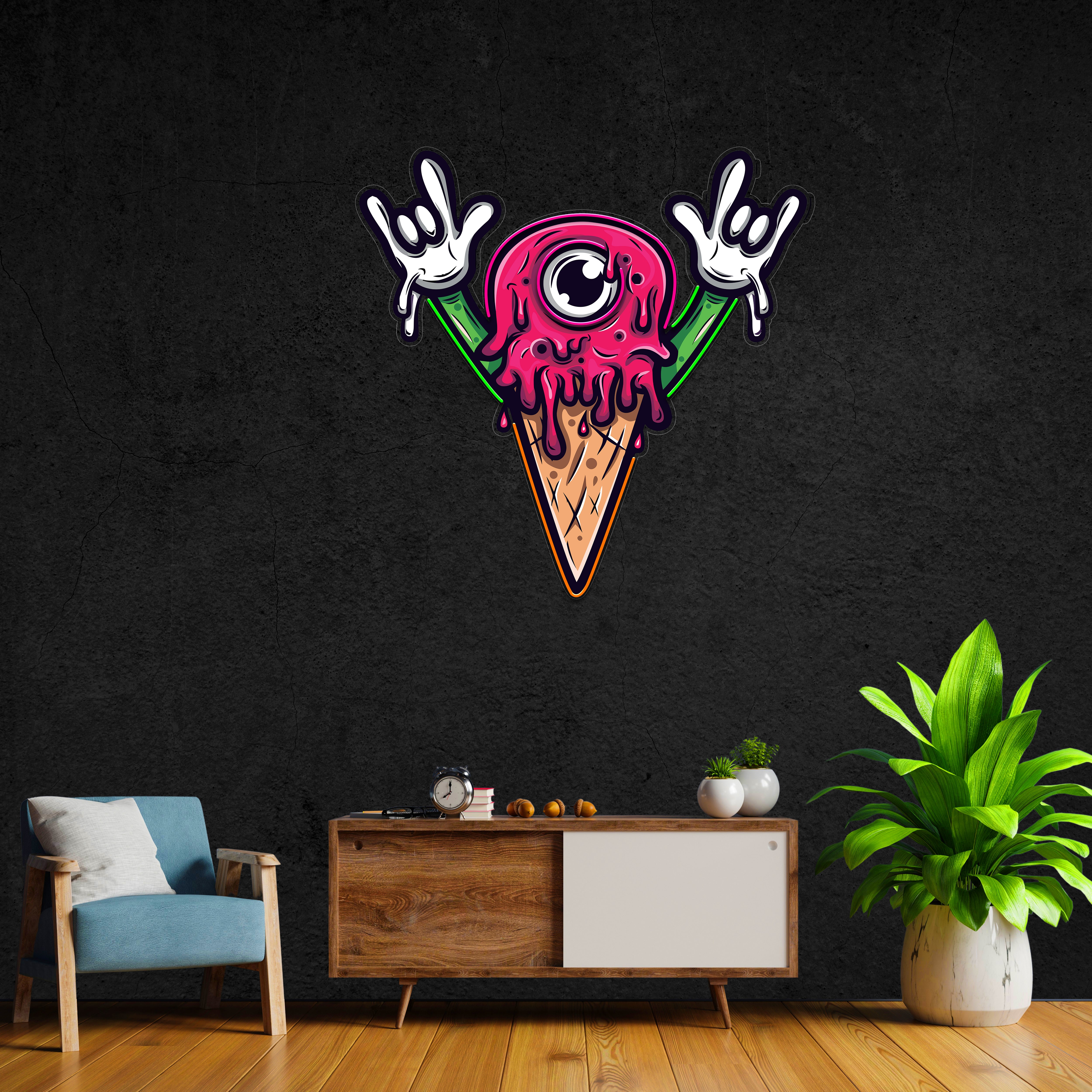 Rock On Ice Cream LED Neon Pop Art