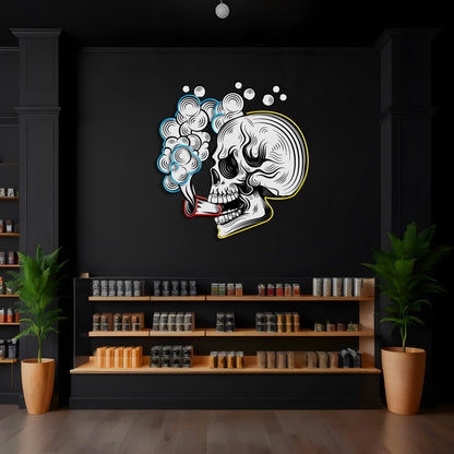 Smoking Skull LED Neon Pop Art